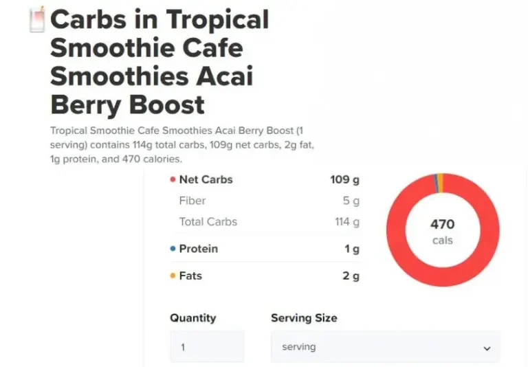 Carbs in Tropical Smoothie Cafe Smoothies Acai Berry Boost